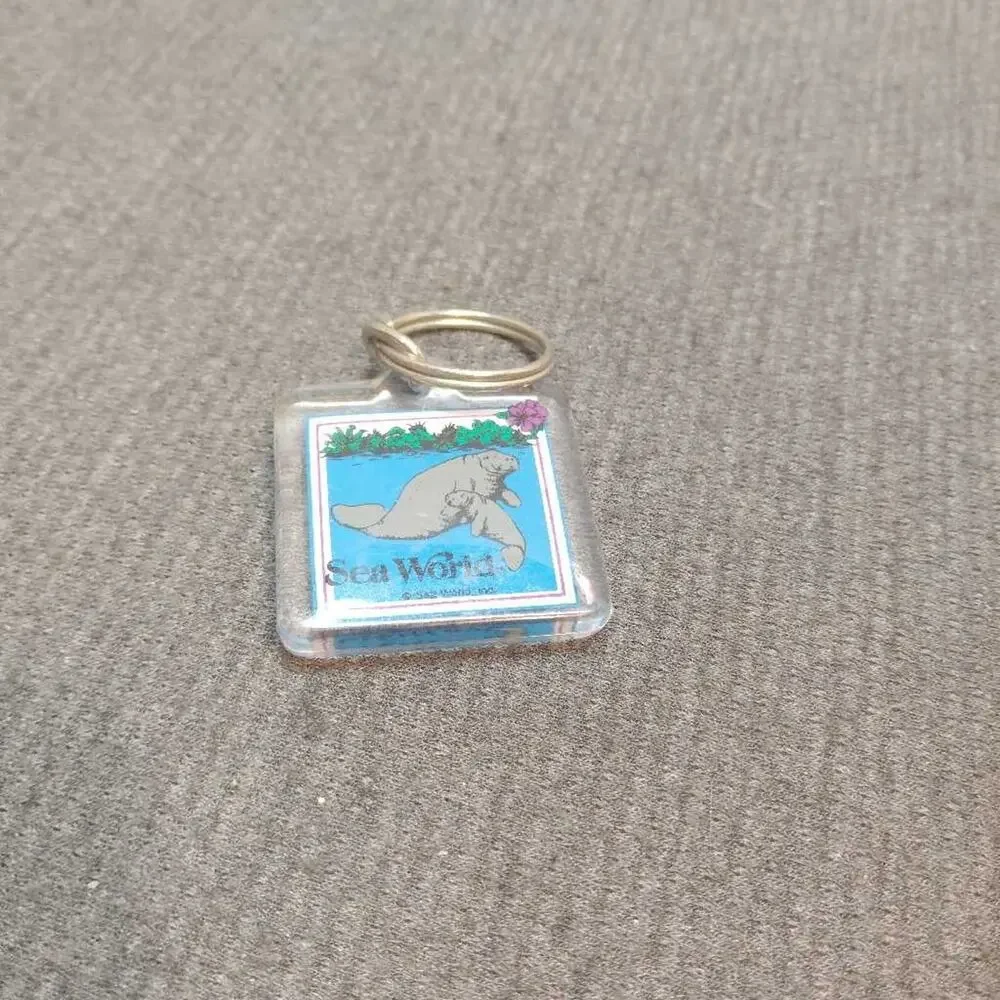 Sea World Manatee Keychain Mom & Baby Manatee Souvenir Animal Charm